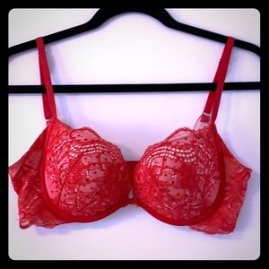 Victoria’s Secret RED lace & rhinestone pushup bra